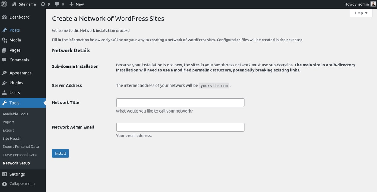 options to create a network