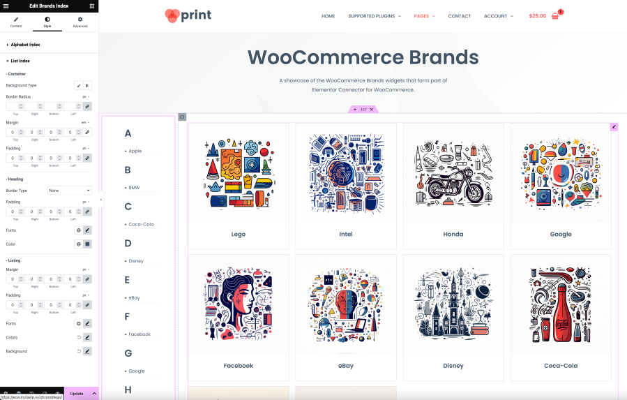 WooCommerce Brands - Elementor Connector Widget Preview