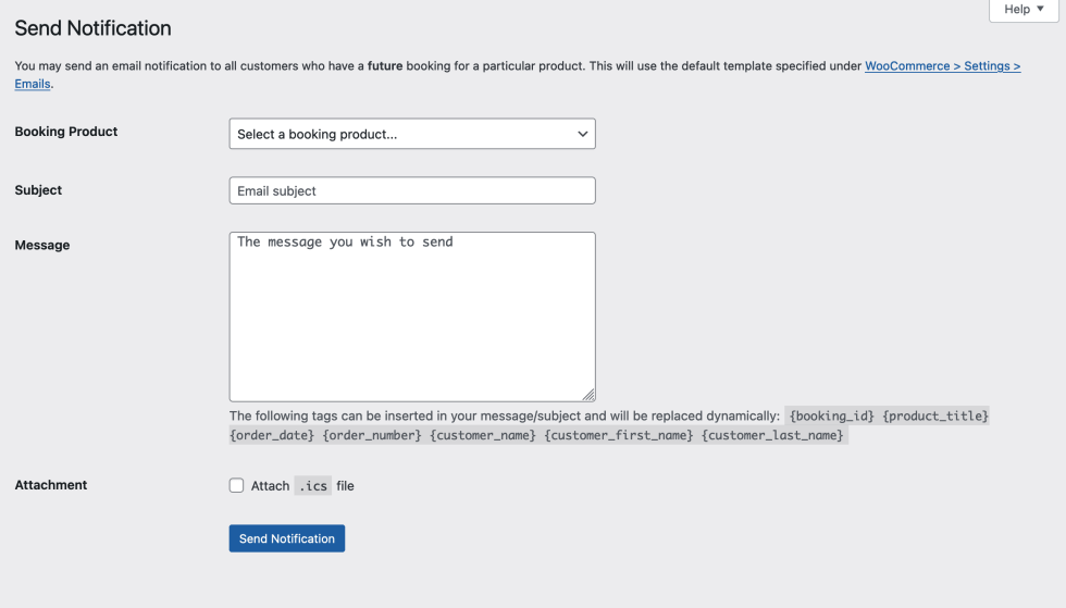WooCommerce Bookings Manual Emails