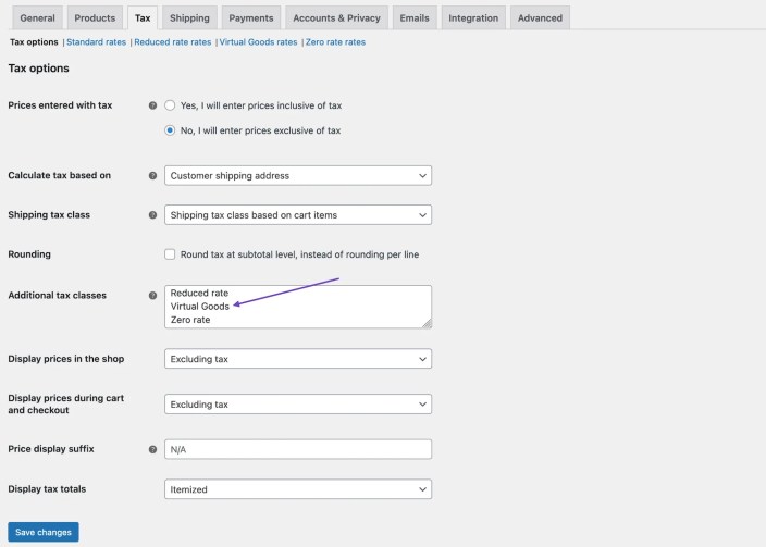 Scenario 5 Tax settings