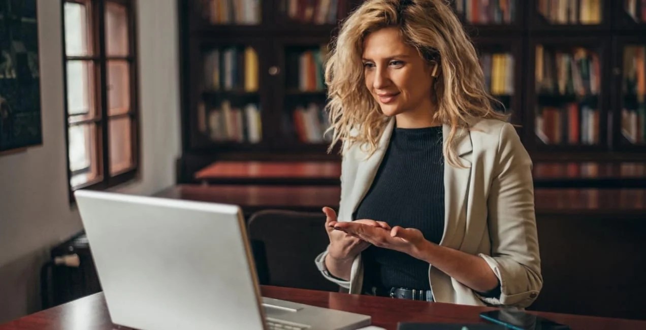 woman on a video chat on her computer